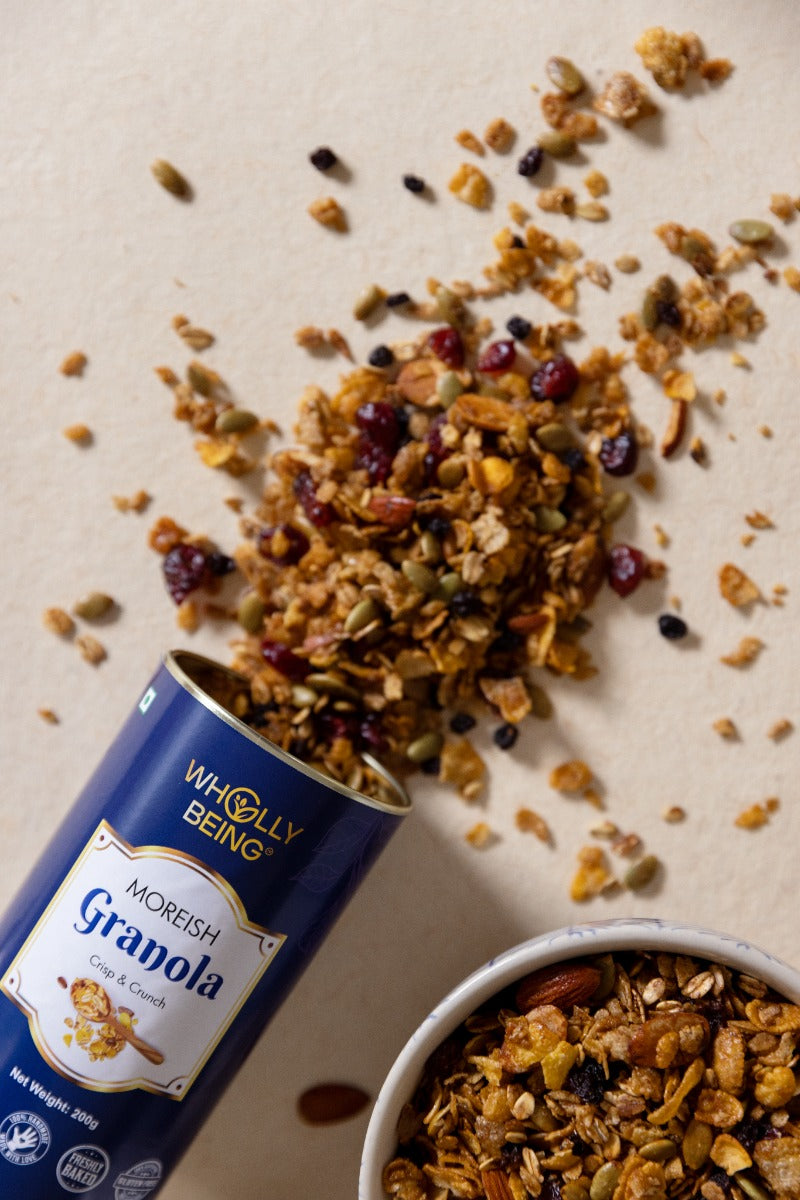 Moreish Granola Crisp & Crunch 180 grams with Oats, Corn Flakes, Nuts, Seeds & Berries