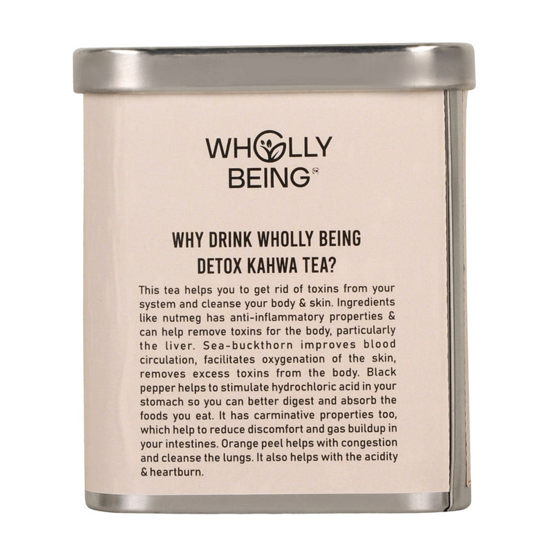 Detox Kahwa Tea for skin glow and gut detox with nutmeg, sea buckthorn, rose petals, orange peels(20 tea bags)