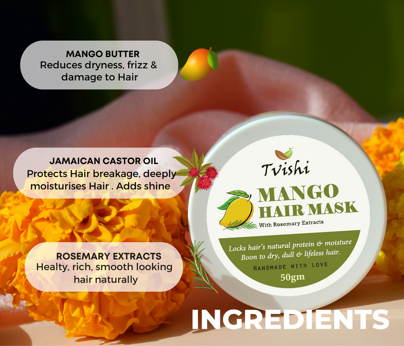 Tvishi Handmade Mango Hair mask  Strong Hair (50 gms) I Deep conditioning, nourishing for dry, damaged, frizzy hair   I Natural Hair spa, Free of Paraben, sulphates I Men, Women & Kids