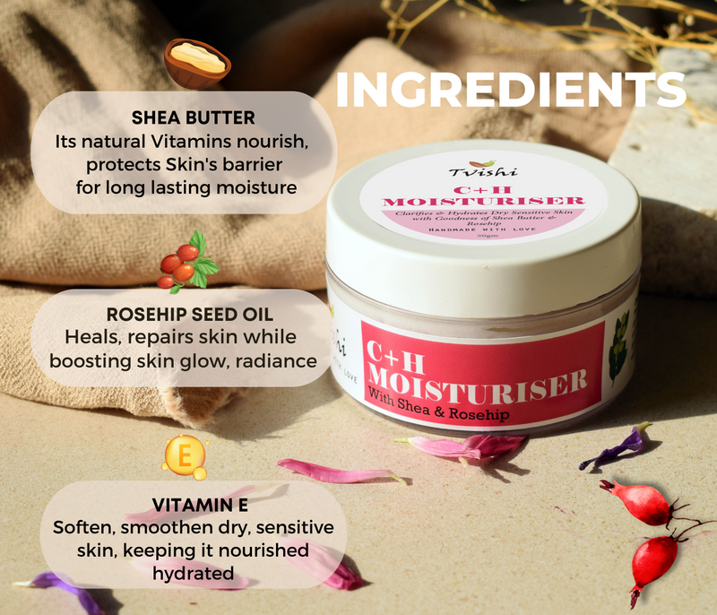 Tvishi Handmade C+H Luxury Moisturizer (25 gms) I Clarifying & deeply hydrating, moisturising face cream I Dry to super dry, matured skin I Long lasting moisture & smoothness, radiance