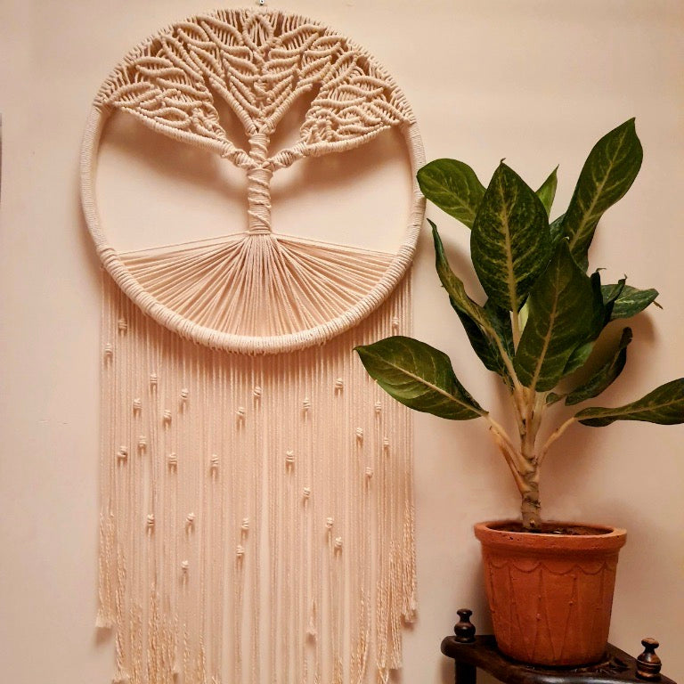 Handcrafted Macramé 'Vishal Tree of Life' Dreamcatcher Wallhanging