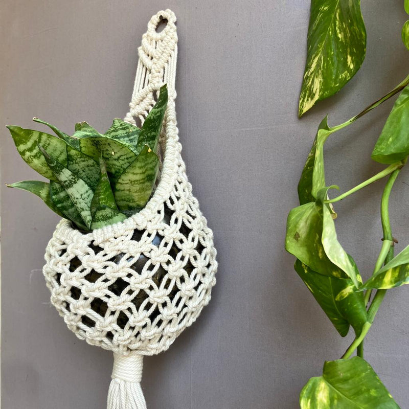 Handcrafted Macramé 'Mesh' Plant Hanger