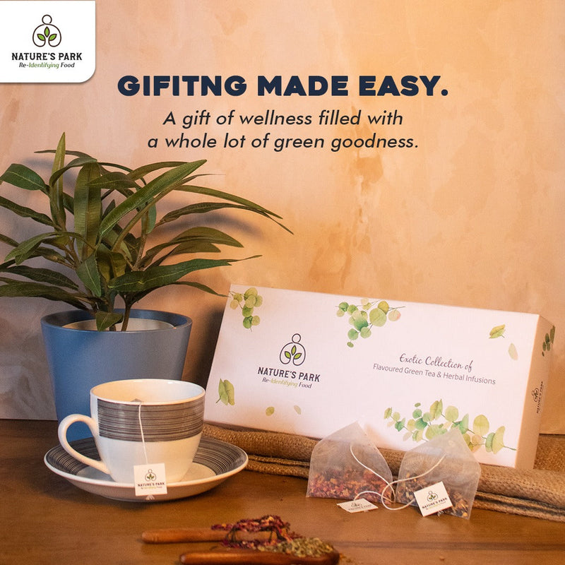 Gift Box  Assortment of Tea & Infusions Gift of Wellnes Healthy Hamper Assorted Green Tea Festive Gift Box (30 Sachets)