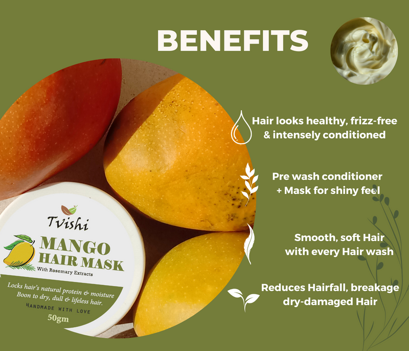 Tvishi Handmade Mango Hair mask  Strong Hair (50 gms) I Deep conditioning, nourishing for dry, damaged, frizzy hair   I Natural Hair spa, Free of Paraben, sulphates I Men, Women & Kids