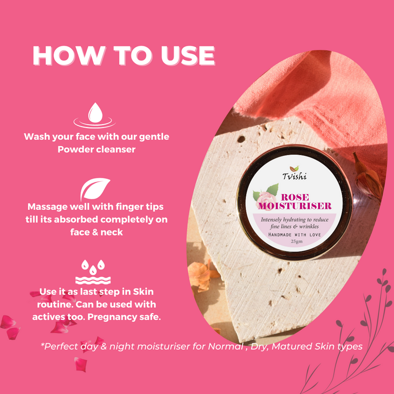 Tvishi Handmade Rose Moisturizer (50 gms) I Nourishing & brightening , nongreasy, all day moisture for Normal, dry skin I Antiageing, smoothening, fresh glowing skin I No parabens, silicones, artifical ingredients