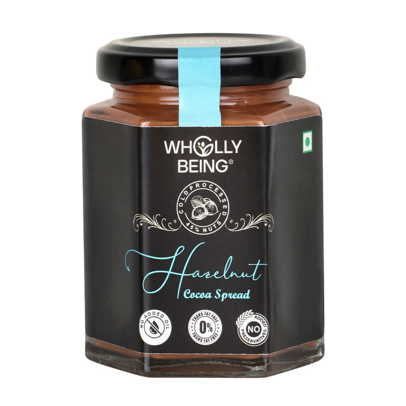 Hazelnut Cocoa Spread(200 Grams) with Jaggery (45% Nuts) No Added Oil, No preservatives , Trans Fat Free, High in Protein & Iron