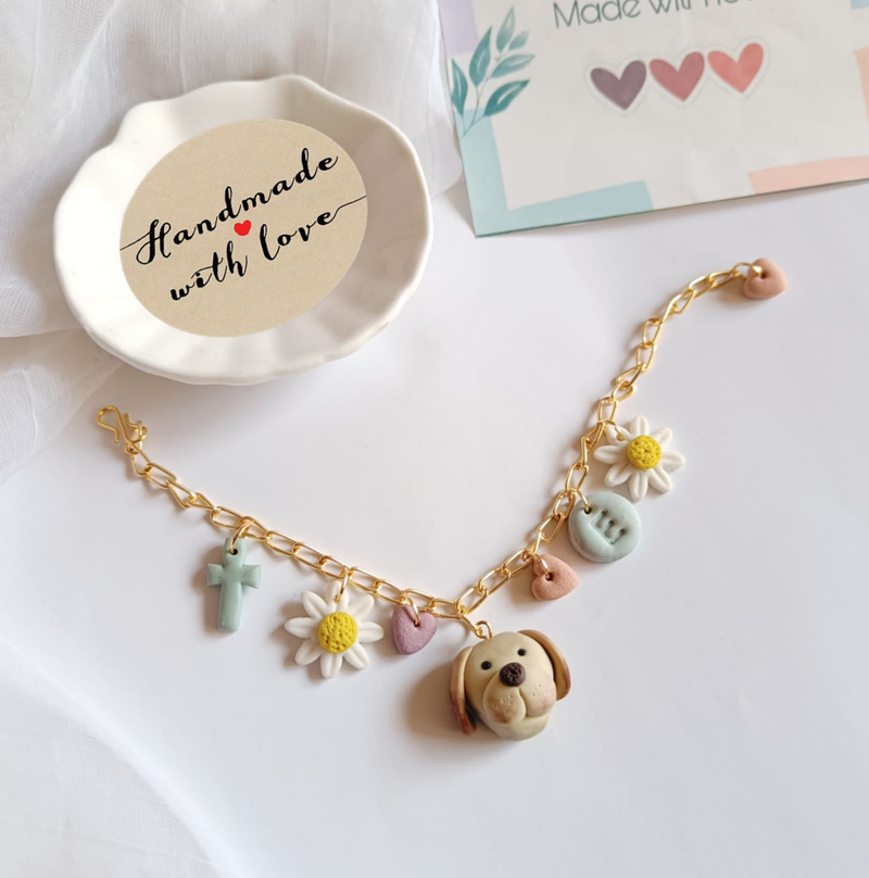 Handmade clay charm bracelet