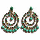 Handmade Beaded Earrings-Green