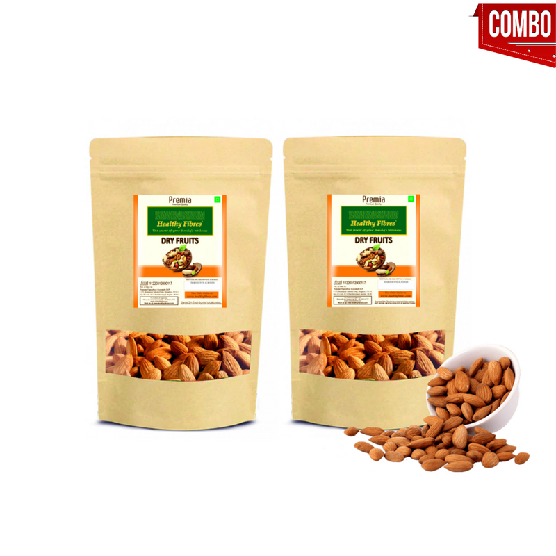 Healthy Fibres Premia Almonds 250 gms Combo of 2