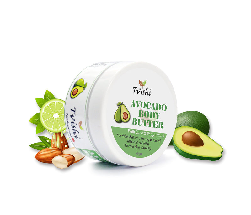 Tvishi Handmade Avocado Body Butter  Dry skin (50 gms) I Intensely nourishing Avocado body butter I Normal to Dry Body skin ( Hand to foot) I Soothes itchy, dry skin for Kids & Adults