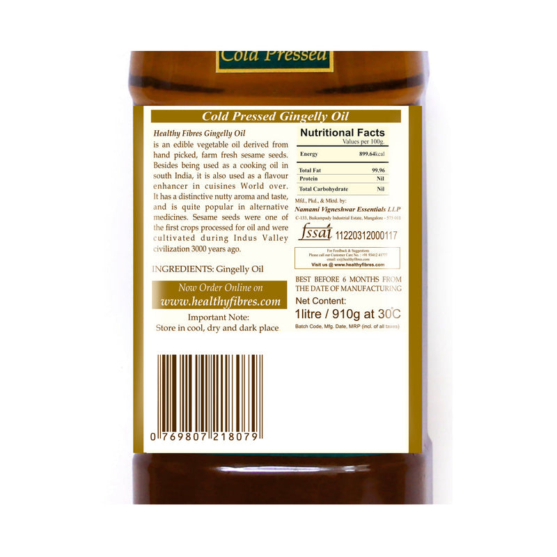 Healthy Fibres Cold Pressed Gingelly oil 1L