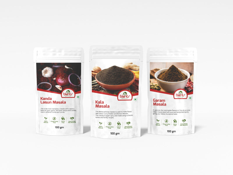 Natural Garam Masala 100 gm, Kala Masala 100 gm, Kanda Lasun Combo 200gm