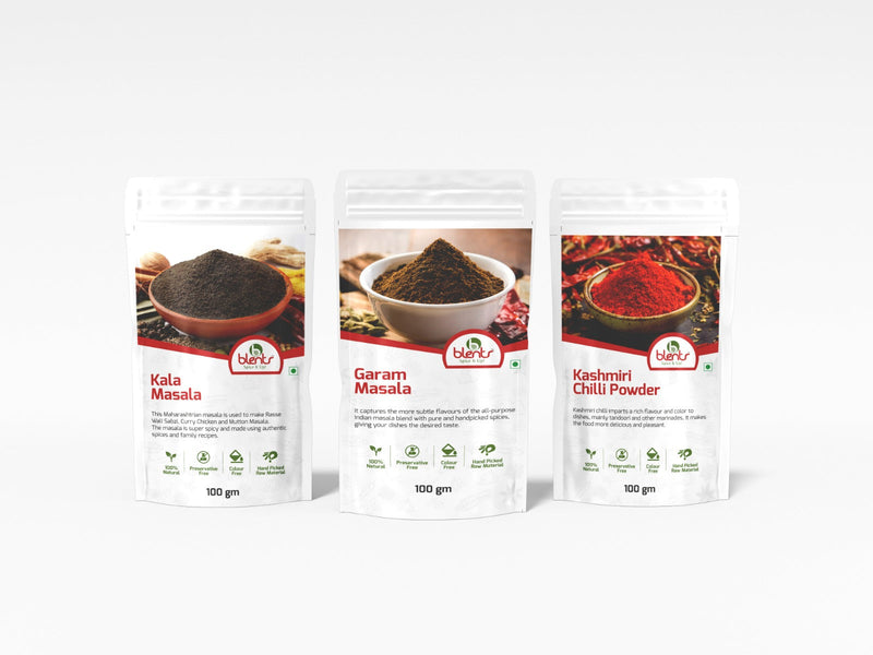 Natural Garam Masala 100 gm, Kala Masala 100 gm, Kashmiri Mirchi Combo 100gm