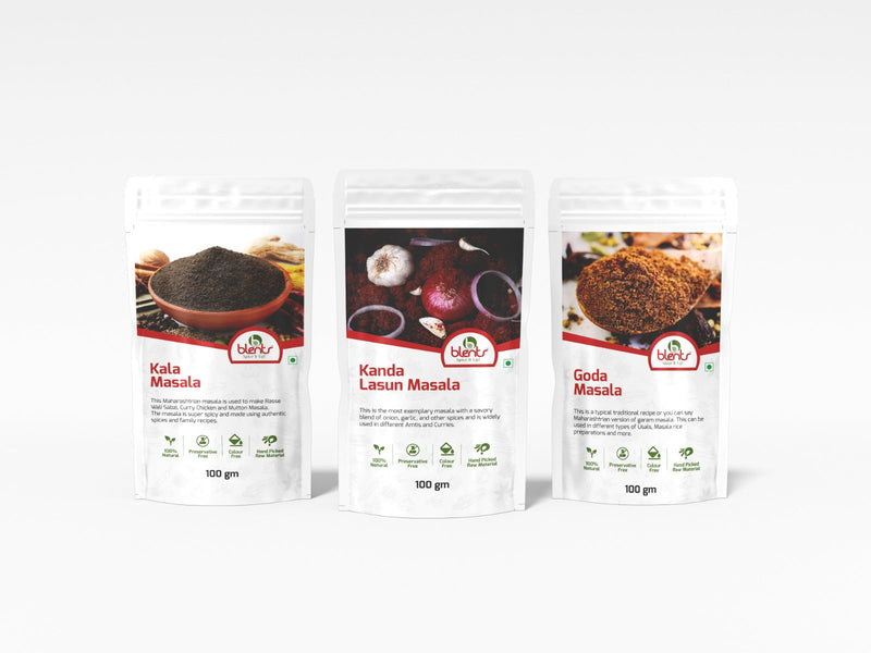 Natural Kanda Lasun Masala 200 gm, Goda Masala 100 gm & Kala Masala Powder 100 gm (Combo Pack of 3)