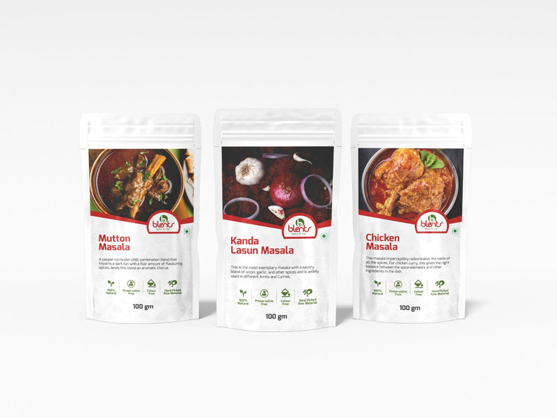 Natural Mutton Masala 100 gm, Chicken Masala 100 gm, Kanda Lasun Combo 200gm