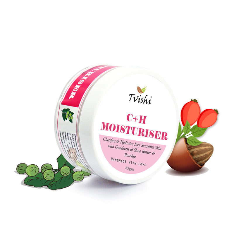 Tvishi Handmade C+H Luxury Moisturizer (25 gms) I Clarifying & deeply hydrating, moisturising face cream I Dry to super dry, matured skin I Long lasting moisture & smoothness, radiance