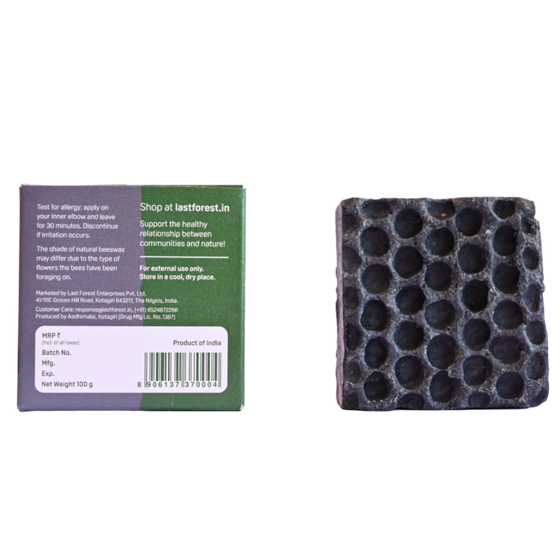 Artisanal, Handmade Beeswax Honeycomb Soap 100gms Charcoal