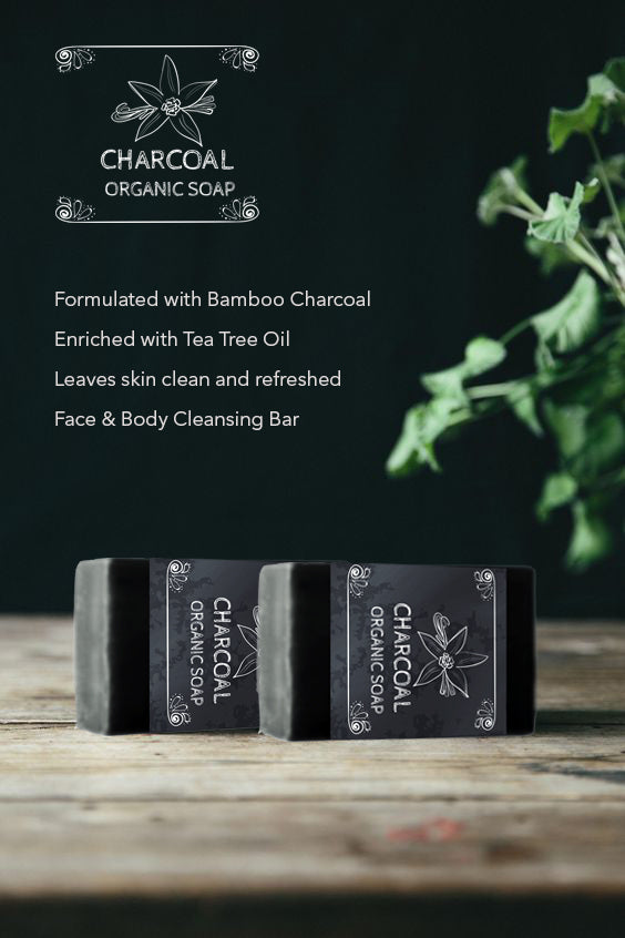 BEAUTY ESSENTIALS Charcoal & Green Tea Organic Soap  set of 2 soaps