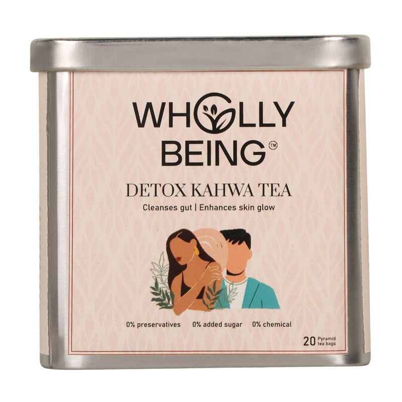 Detox Kahwa Tea for skin glow and gut detox with nutmeg, sea buckthorn, rose petals, orange peels(20 tea bags)