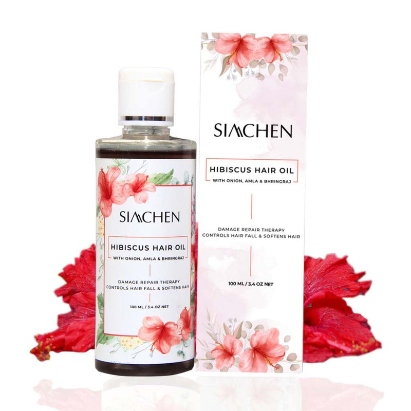 Siachen Hibiscus Hair Oil with Onion, Amla & Bhringraj | Mineral Oil, SLS & Paraben Free | Hairfall Control, Hair Growth, Soft, Thick, Long and Shiny Hair