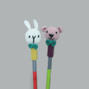 Handcrafted Amigurumi Random Color Pencil Topper  2 Bunny + 2 Bear combo