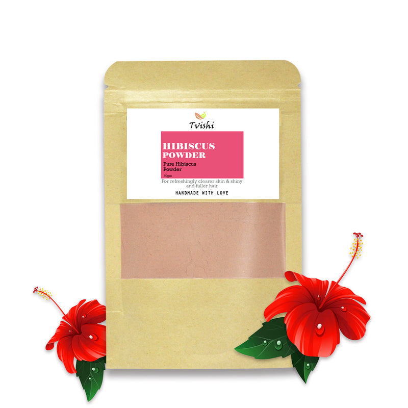 Tvishi Handmade Hibiscus Powder (50gms) I 100% pure, natural, petal powder , Hair & skin pack I Hair fall control, Hair smoothening I Men & Women