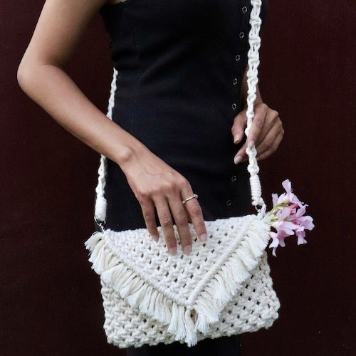 Handcrafted Macrame Clutch Bag with sling