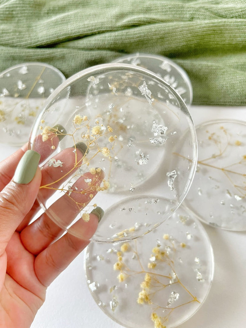 Gypsophila ResIn Coasters(Set of 1)