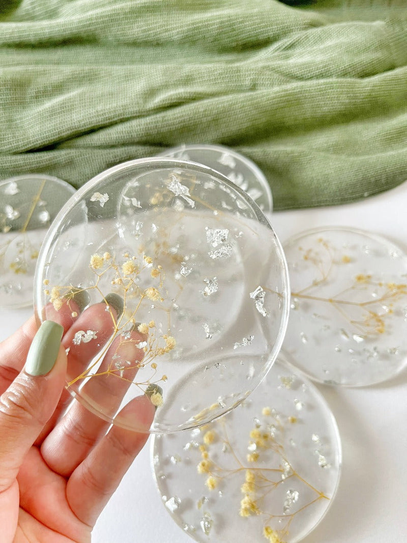 Gypsophila ResIn Coasters(Set of 1)