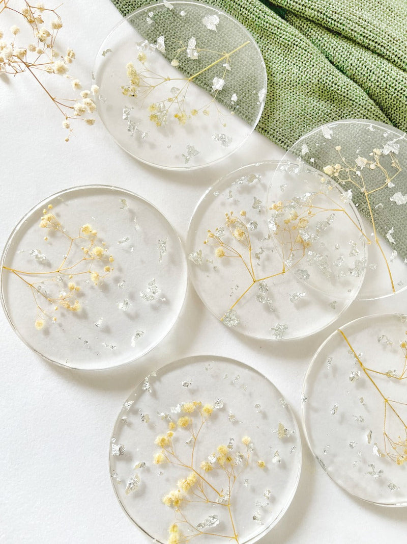 Gypsophila ResIn Coasters(Set of 1)