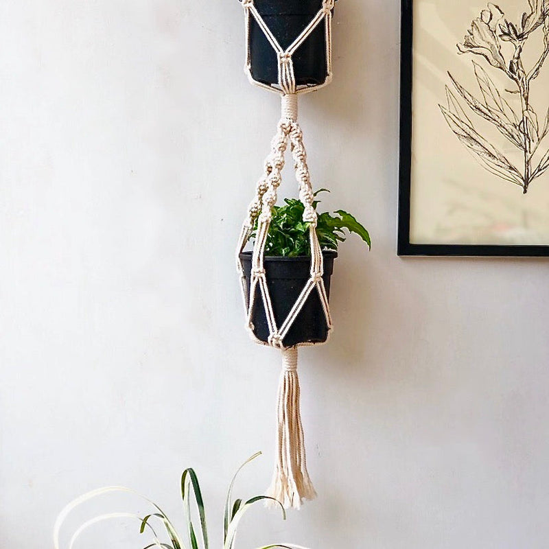 Handcrafted Macrame twotier spiral Plant Hanger