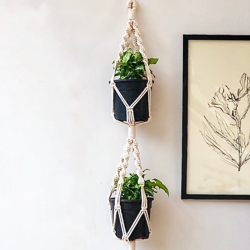 Handcrafted Macrame twotier spiral Plant Hanger