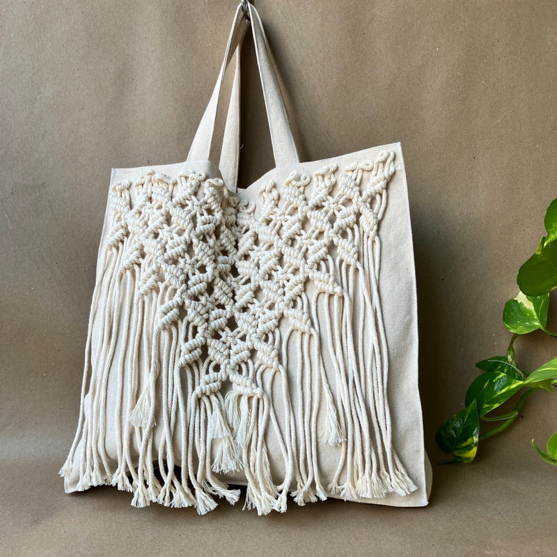 Macrame 100% Cotton Grocery tote bag