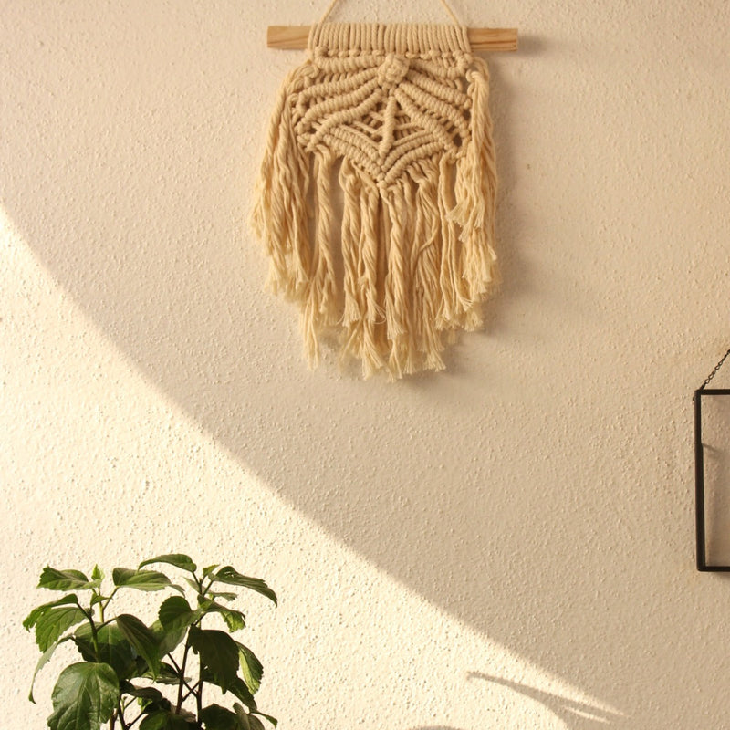 Handcrafted Macramé 'Rays of Hope' Wallhanging  Off White