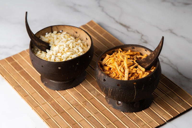 UpCycled coconut shell Agni snack bowl with spoon