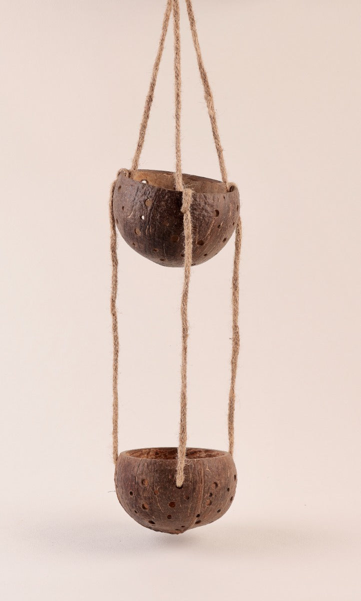 Upcycled discarded coconut shell planter Harita planter