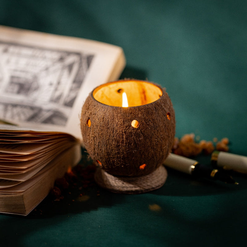 Upcycled coconut shell Jalaja votive holder