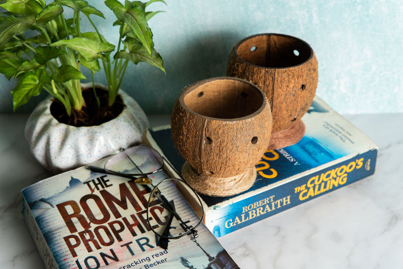 Upcycled coconut shell Jalaja votive holder