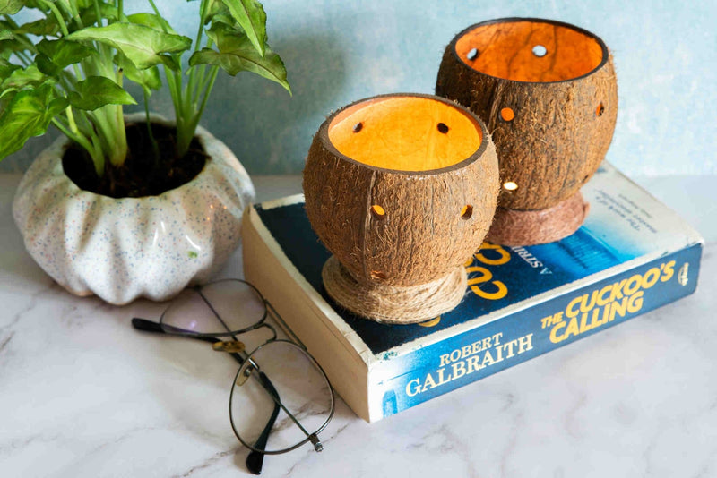 Upcycled coconut shell Jalaja votive holder