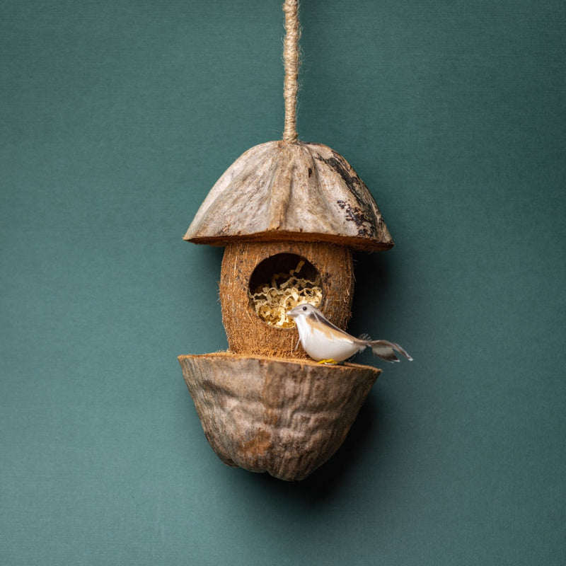 Upcycled whole coconut shell bird feeder Tanya bird feeder