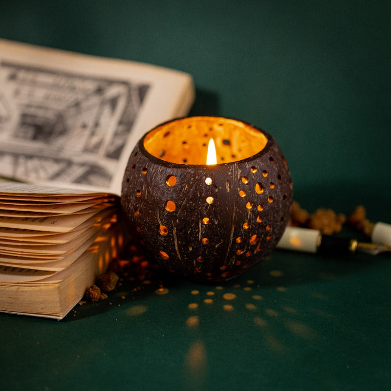 Upcycled coconut shell Vanaja votive holder