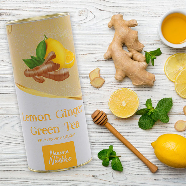 Lemon Ginger Green Tea (Ready to Drink Instant Tea Cups) Lemon & Ginger, Stress Relieving, 60g