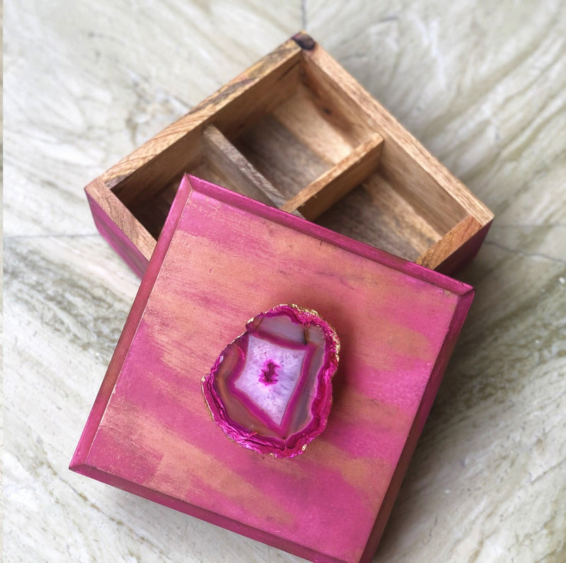 Pink Box with Agate Knob