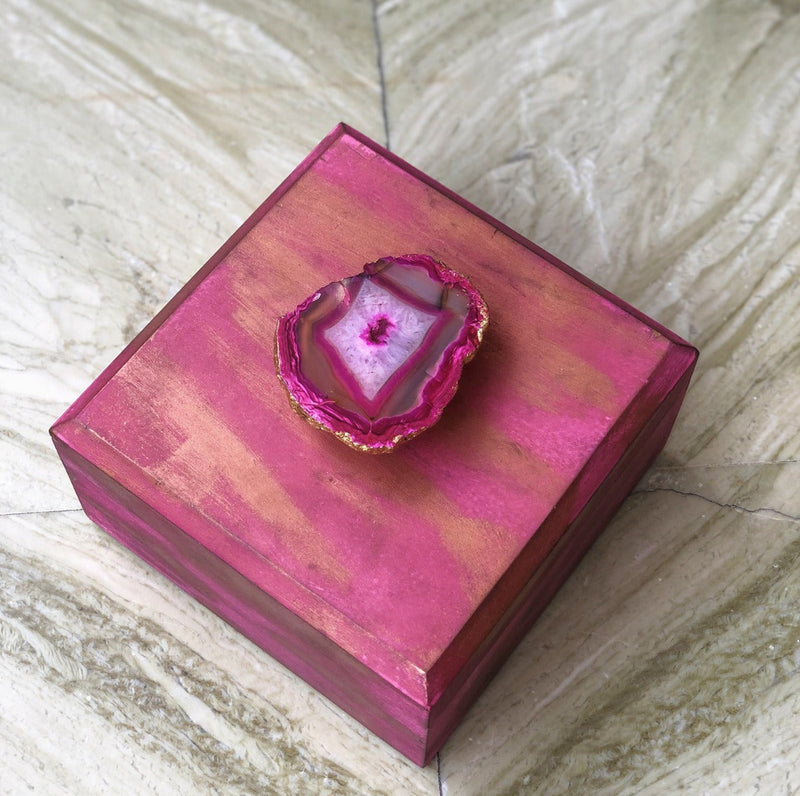 Pink Box with Agate Knob