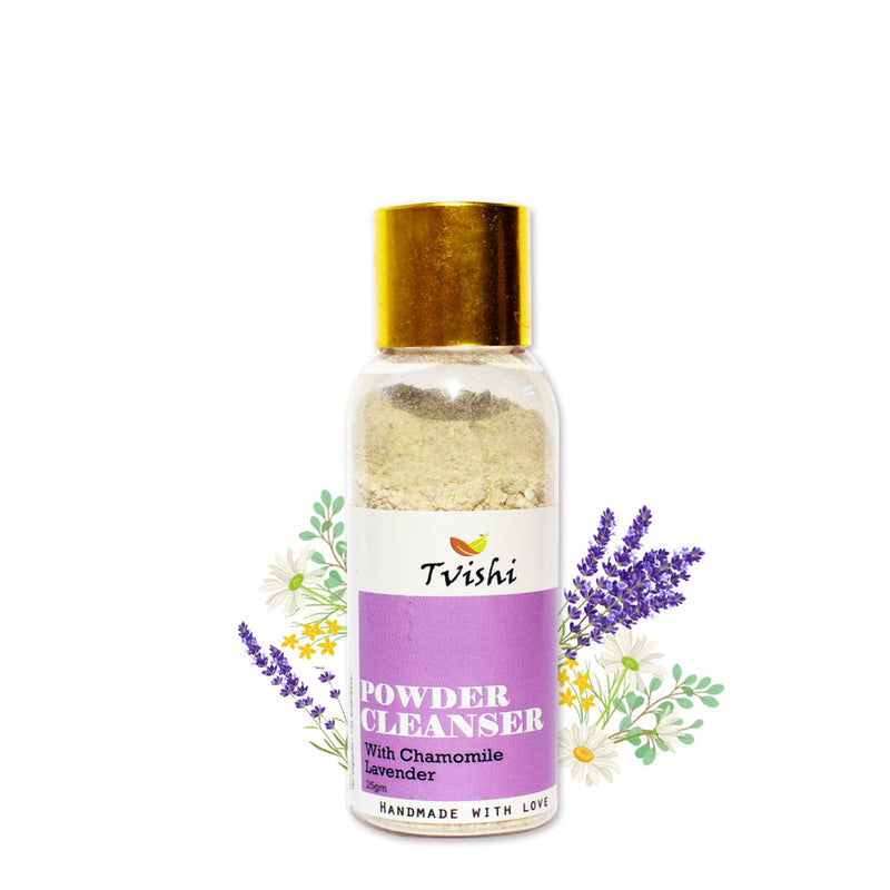 Tvishi Handmade Powder Cleanser (50 gms) I Gentle, soothing, oil control , powder to foam cleanser, daily use I Oily to Combination sensitve, acne prone skin, improves texture, smoothness I Men, Women & Kids