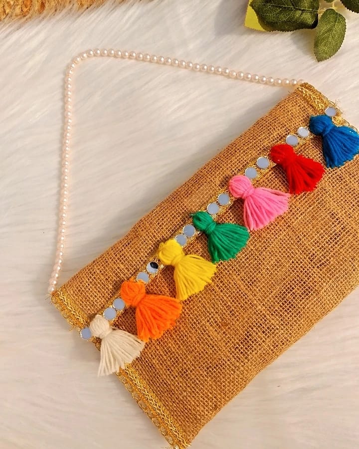 Rainbow tassel sling bag