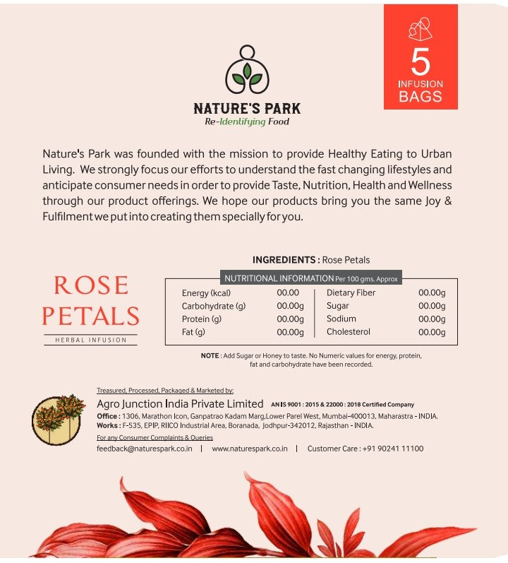 Rose Petals Herbal Infusion (Pyramid Infusion Bags5)