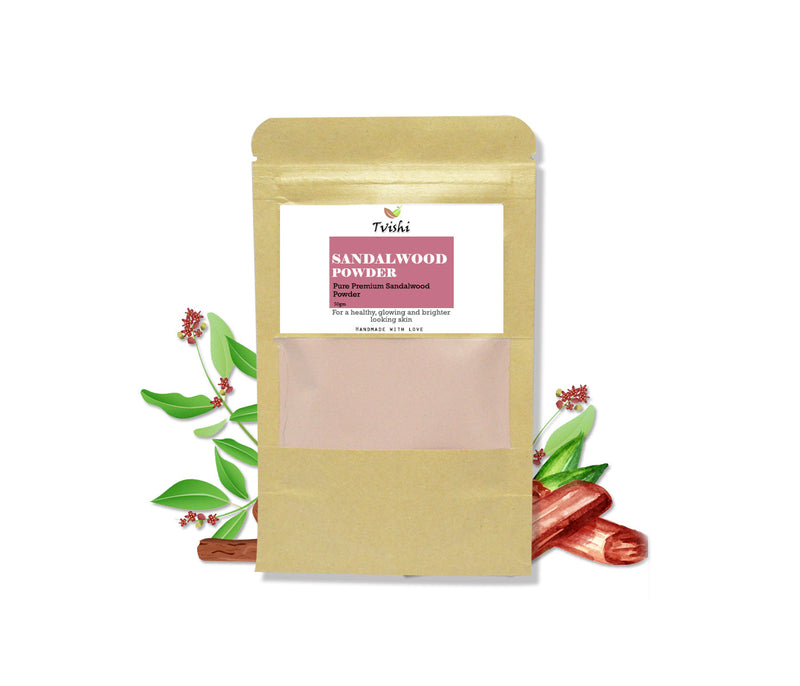 Tvishi Handmade Sandalwood Powder (50gms) I Pure powder for Detan, Oil control & brightens skin. Fades scars, pigmentation, sunburn I No chemicals, just pure ingredient from Temple city I Face & Body Mask