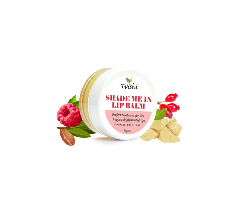 Tvishi Handmade Shade me in Lipbalm (6 Gms) I Intensely moisturising Allin1 lipbalm for dry, chapped, pigmented lips I Rosehip, cocoa butter repair sensitve lipskin, everyday use I Men, Women & kids