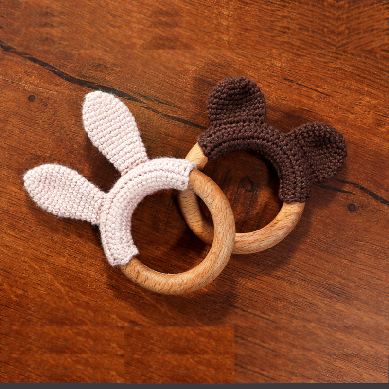 Plumtles Handmade Wooden Teether Set  Happy Ears